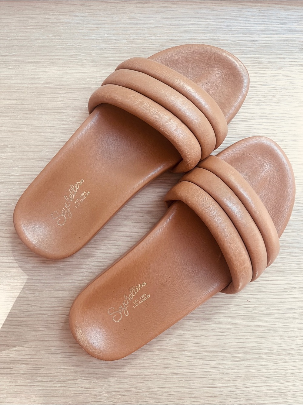 Seychelles Low Key Tan Slide Sandals